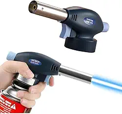 Maçarico Culinário Portátil Chama 1300°C com Acendimento Automático e Ajuste de Fogo para Cozinha