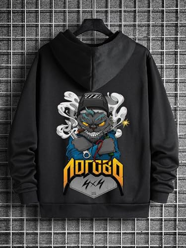 Image of Dagcros Hoodies Fleece Lined Casual Sweatshirts Athletic Printed Workout Pullover with Kangaroo Pocket for Men's