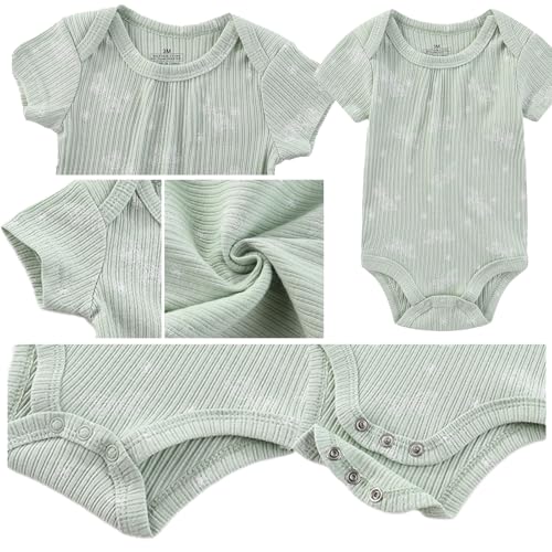 Baby Boy Girl Short Sleeve Bodysuits New Born 100% Cotton Clothes 5-Pack 0-12M3