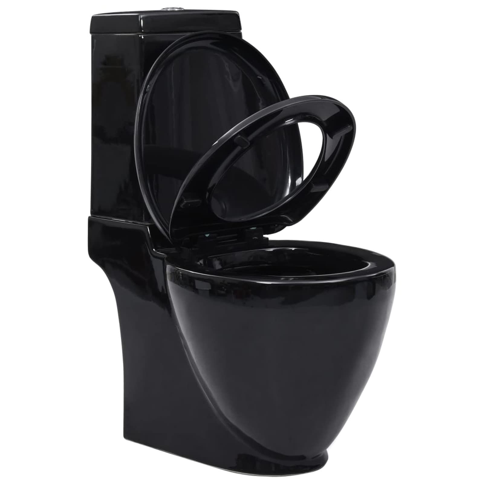 Inodoro WC flujo posterior de cerámica negro, Chaduof Inodoro Completo, Baños Completos, Toilet