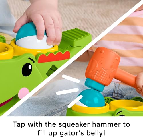 Fisher-Price Baby Toy Sit & Tap Rolligator, Crawling Activity with Pounding Hammer & 3 Balls for Developmental Play Infants Ages 9+ Months, JLB94