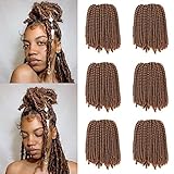 Xtrend 90strands Red Brown Spring Twist Crochet Hair 8 Inch Crochet Braids Hair for Distressed...
