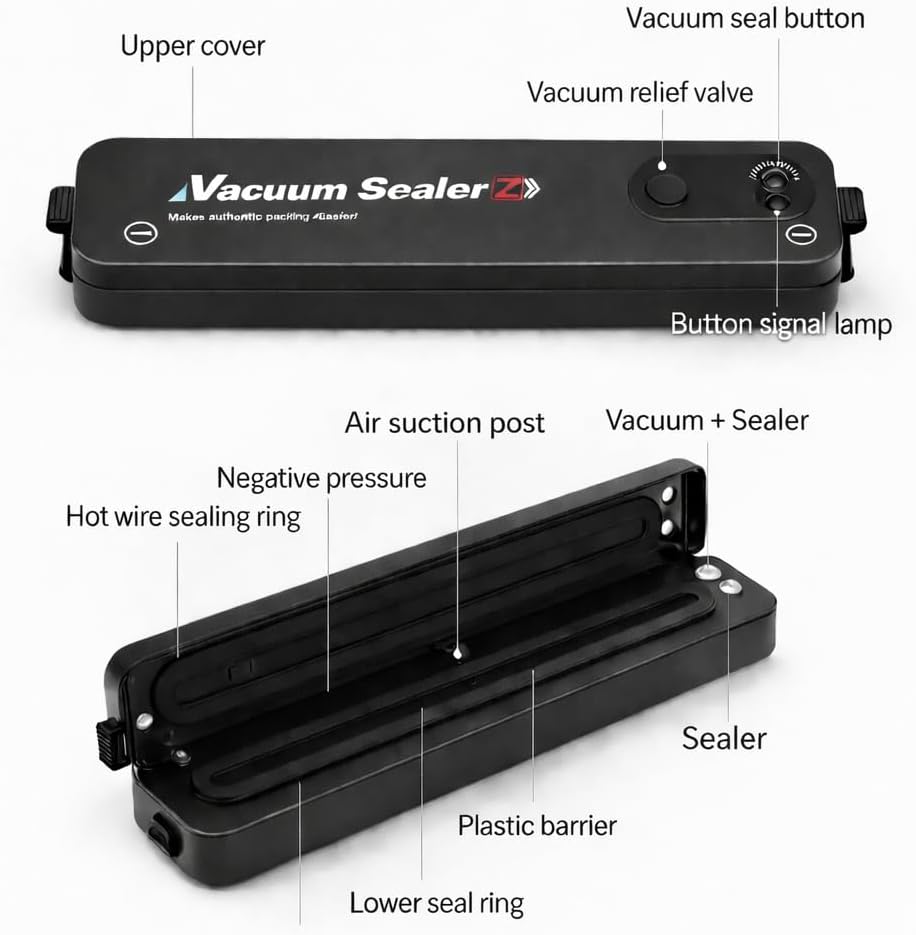Vacuum Sealer for Food – Keep Food Fresher for Longer, Powerful 60 kPa Vacuum Sealing, Automatic One-Touch Operation, for Dry & Moist Foods, 10 Bags Included - Image 7