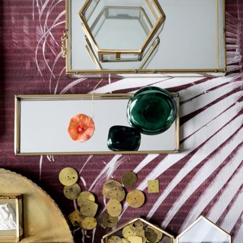 Écrin bijoux en verre géométrique bordure dorée haute finition - 6
