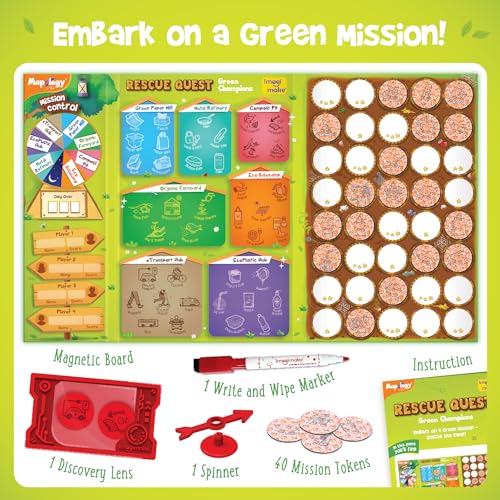 Image of Imagimake Rescue Quest-Green Champions | Spin, Discover & Rescue Green Missions | Educational Fun Board Games for Friends & Family Night |Travel-Friendly Indoor Game |Gift for Kids Ages 5,6,7,8,9,10