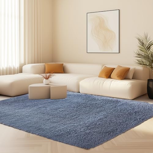 Tapis salon à poils longs moderne STGAO gris structure antidérapante - 2