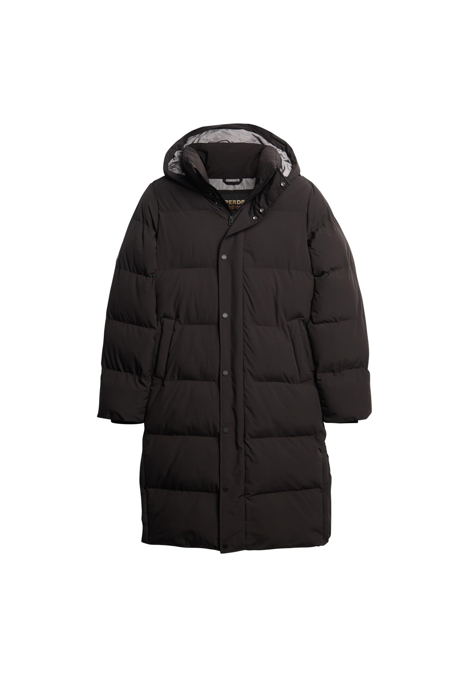 Superdry Men's Longline Hooded Puffer Coat Jacket, Black, M