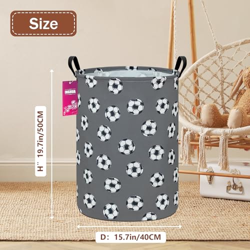Image of Football Fabric Storage Bin Nursery Organizer Basket | Organizer Bin Dirty Clothes Collapsible Waterproof for College Dorms, Boys and Girls Bedroom,Bathroom