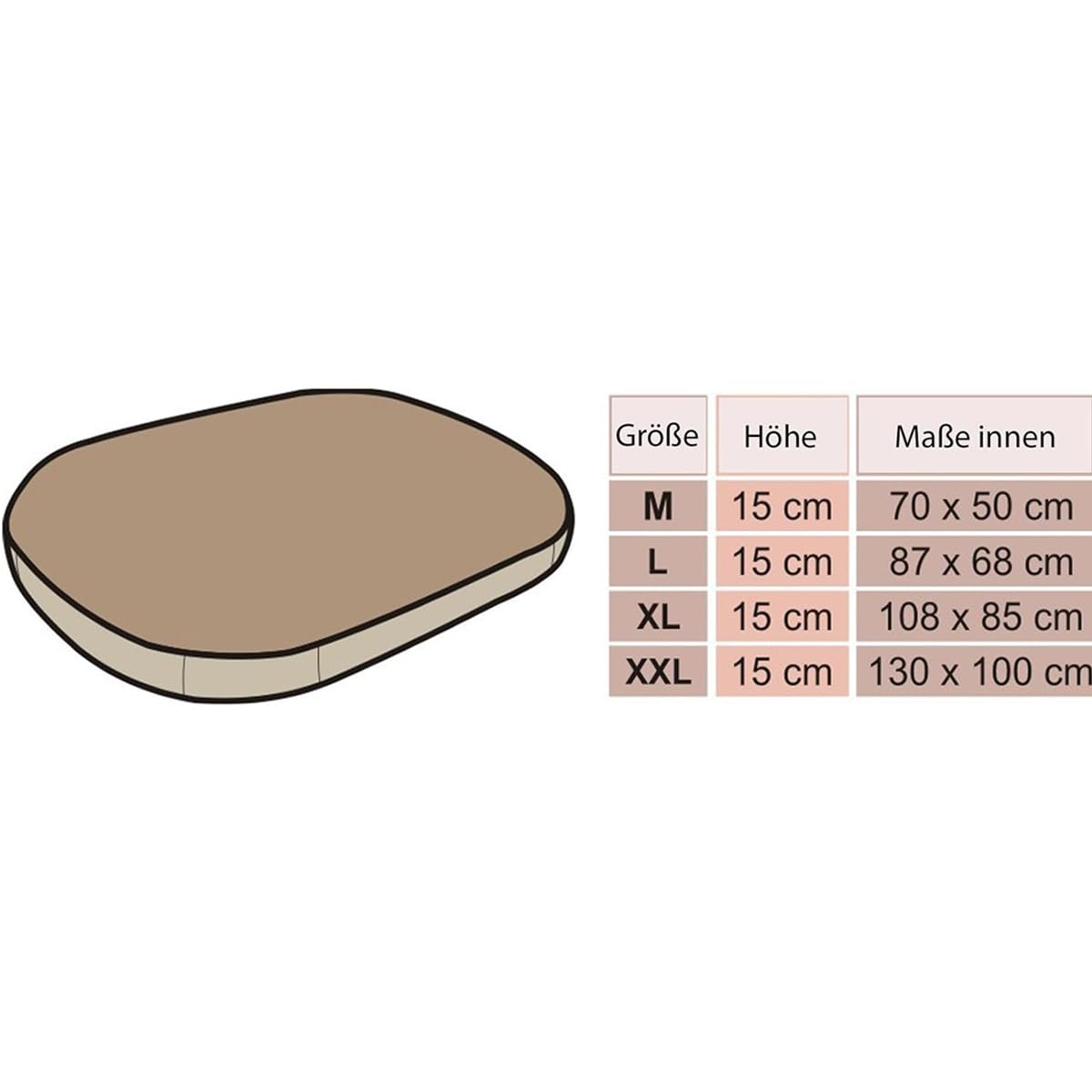 OVAL Hundematratze, Hundebett für Kleine, Mittlere, Große Hunde - Robustes, wasserdichtes Hundekissen, kuscheliges Schaum Tierbett, Outdoor & waschbar - 108x85x15cm Braun