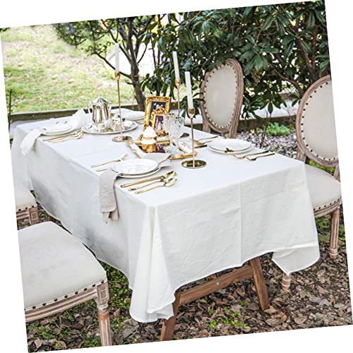 Nappe coton lavable blanc retro deco pour table de fete et diner