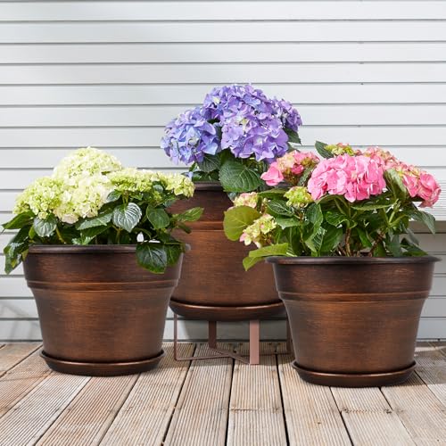 Plant-Planters-Pots-Set-of-4-Pack-8-Inch-Plastic-Flower-Pot-for-Indoor-Plants-with-Drainage-Holes-Trays-Resin-Decorative-Container-Sets-with-Saucer-for-House-Outdoor-Garden-Planters-Copper Plant Planters Pots Set of 4 Pack 8 Inch Plastic Flower Pot for Indoor Plants with Drainage Holes Trays Resin Decorative Container Sets with Saucer for House Outdoor Garden Planters Copper