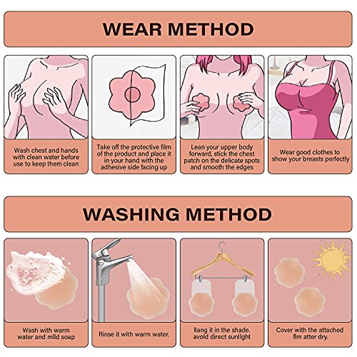 Nipple Covers, Silicone Breast Lift Reusable Breast Pasties Petals, Strapless Sticky Push Up Reusable Silicone Tape Bra, Invisible Adhesive Bras  (2 Pairs) #TOP5
