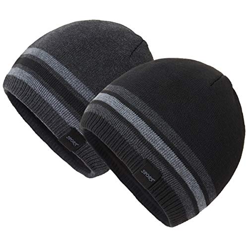 Image of Mens Winter Warm Knitting Hats Plain Skull Beanie Cuff Toboggan Knit Cap