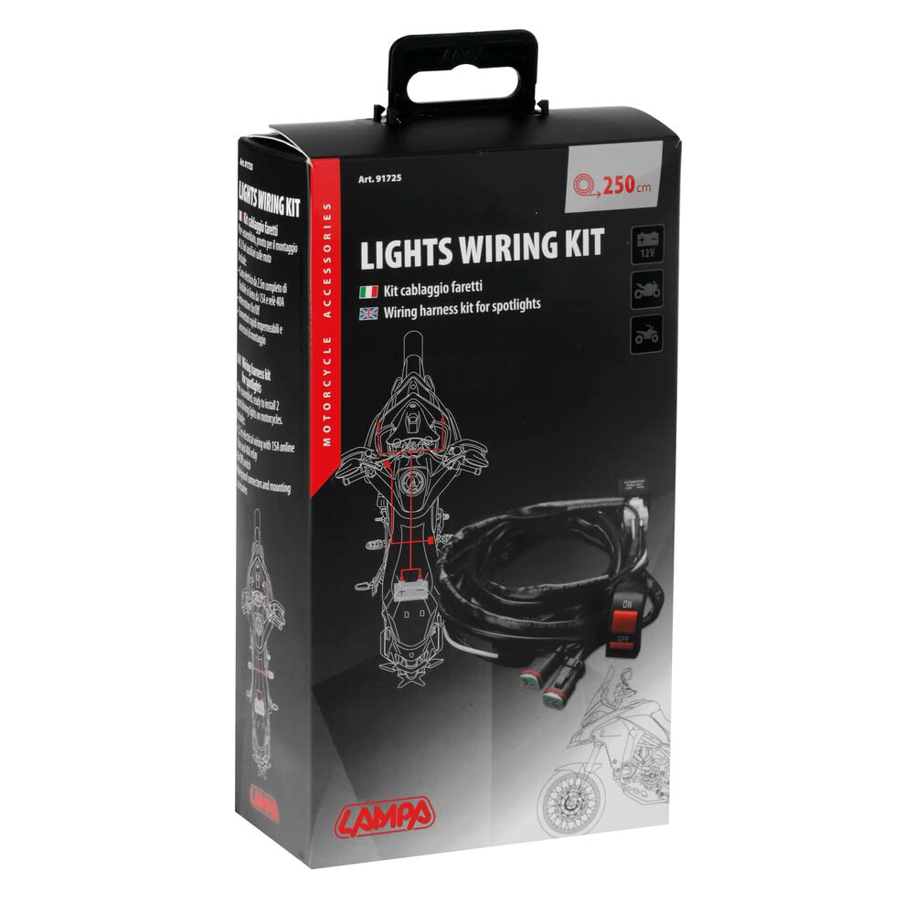 Lampa 91725 Light Wiring Kit, Kit Cablaggio faretti per Moto, 12V