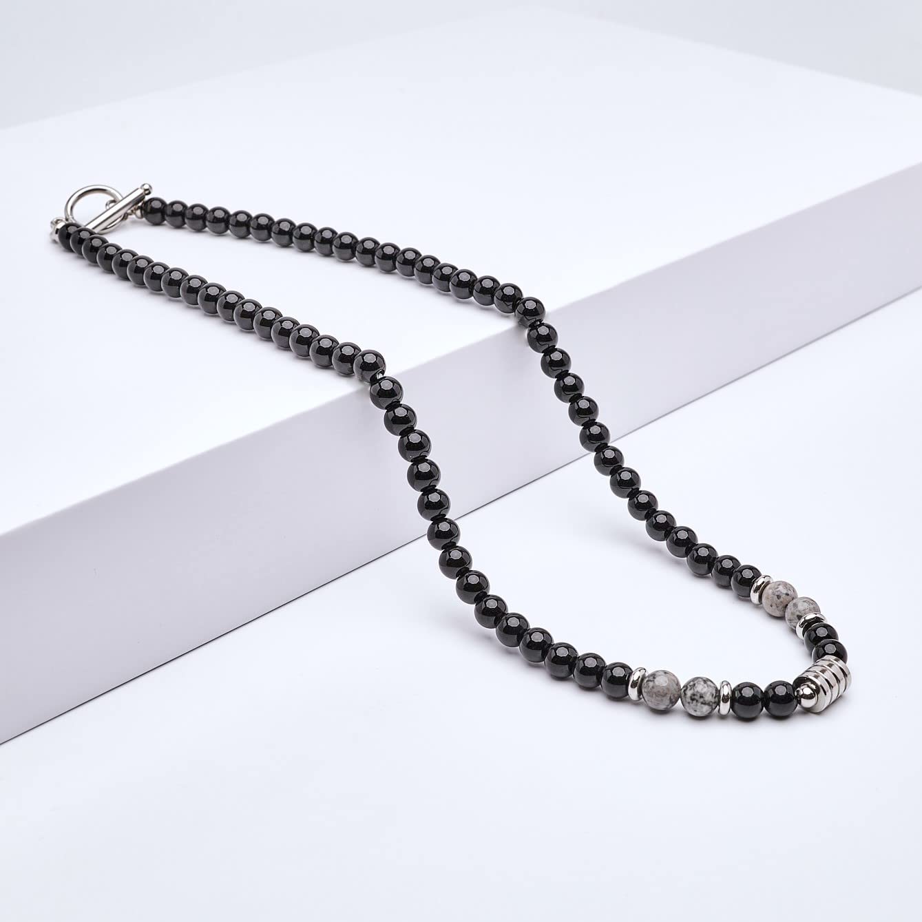 Collana di perline da uomo | Collana a catena fatta a mano con perline in onice occhio di tigre per uomo | Pietre preziose naturali Gioielli in cristallo curativo per donna uomo