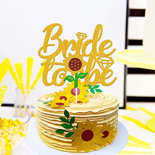 Sunflower Bridal Shower Cake Topper Bride-To-To Cake Decoration For Wedding Engagement Bachelorette Hen Party Supplies Glitter Gold Decor #TOP5