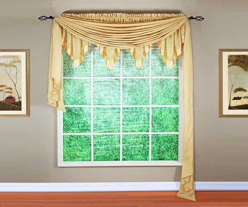 Today's Curtain, Silhouette Stripe Sheer Scarf 216", Gold, 52" W x 216" L
