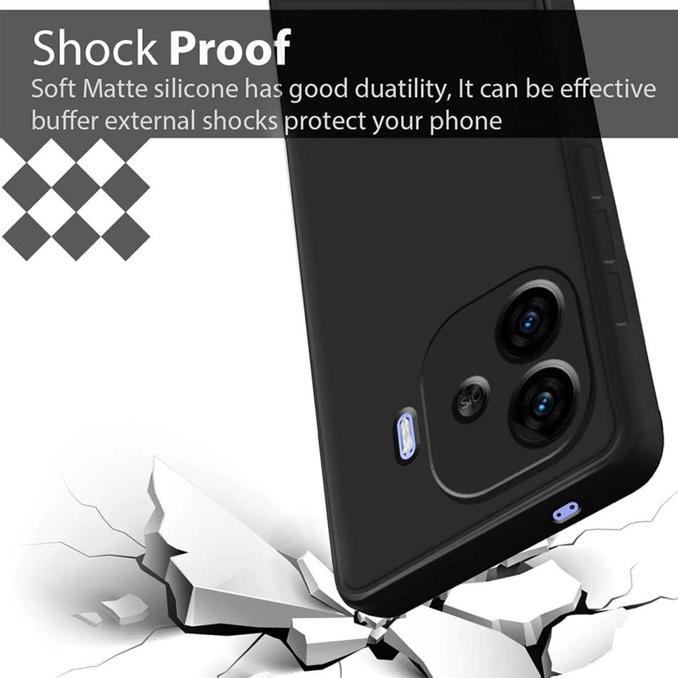 Image of Fashionury Liquid Silicon Back Cover for iQOO Neo 10R 5G | Camera Protection | Inner Velvet Fabric | Anti-Fingerprint | Ultra Slim Case (Black)
