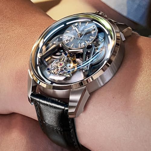 Image of OLEVS Watches for Men Skeleton Self Winding Automatic Mechanical Luxury Dress Sapphire Crystal Diamond Waterproof Luminous Stainless Steel Band Wirst Watch Gift for Men