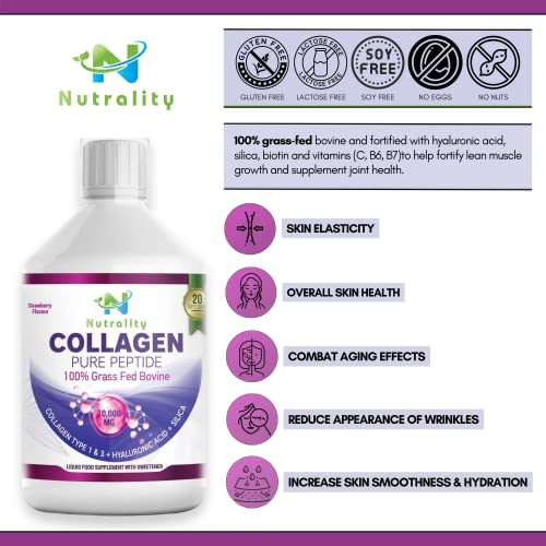 Nutrality-Grass-Fed-Bovine-Collagen-Peptides-Supplement-500-mL-Sugar-Free-Hydrolysed-Liquid-Proteins-Hyaluronic-Acid-Silica-10000mg-Type-1-3-Fruit-Juice-Flavour-1-Bottle