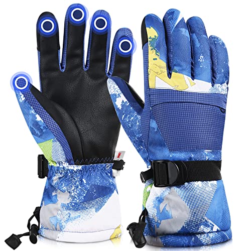 TaoQi Sports Gants de ski imperméables Gants de snowboard pour enfants hommes et femmes avec matériaux d'isolation Thinsulate 3M, bleu, L Cover