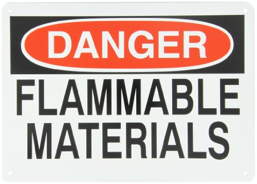 Brady 25667 10" Height, 14" Width, B-401 Plastic, Black and Red On White Color Chemical and Hazardous Materials Sign, Legend "Danger, Flammable Materials"