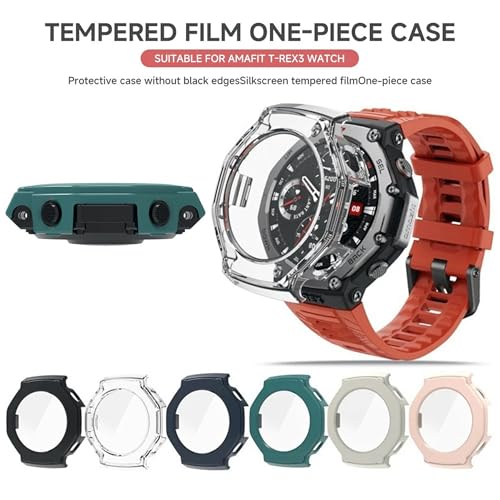 Image of Removable Screen Protector Watch Case Cover Compatible with Amazfit | Realme | Redmi Anti Scratch 360 Full Bumper Cover Shockproof Cases for Men and Women (Amazfit T-Rex 3 (Blue))