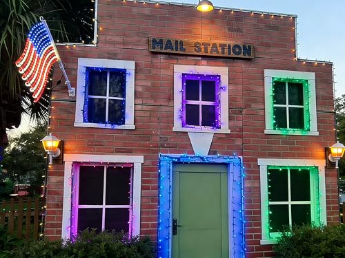 Image of LED American Flag Lights for Wall Pole, Light Up US Flags, 24 inchx21.65 inch Lighted Flag with 340 LEDs Red, Blue, White Colors, Waterproof Banner for Indoor Outdoor Memorial Day Daily Decor