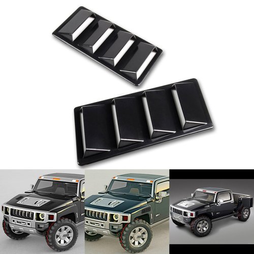 1 Pair Black Decorative Air Flow Intake Turbo Bonnet Hood Side Vent Cover Stick On Car Suv Sedan Coupe #TOP1