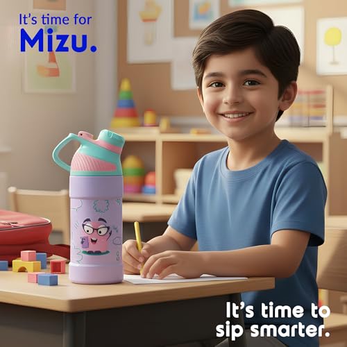 Image of Rabitat Mizu Vacuum Insulated Water Bottle Chatter Box 410 ml | 2 Years Brand Warranty | Water Bottle for School Kids | Thermos Flask | Upto 18 hrs Hot and Cold Steel Water Bottle | ISI Certified