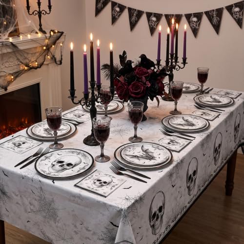 Actilize 98Pcs Halloween Party Decorations-Black Skull Tableware Kit for 24 - image 4