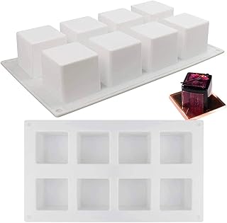 Moule Silicone Rectangulaire 8 Cavités, NALCY Moule en Silicone Rectangulaire 2PCS Moule en Silicone pour Gâteaux, Pâtisseries, Ecorce, Gâteaux, Muffins, Savon Artisanal, Biscuits secs, Chocolat, Glaç