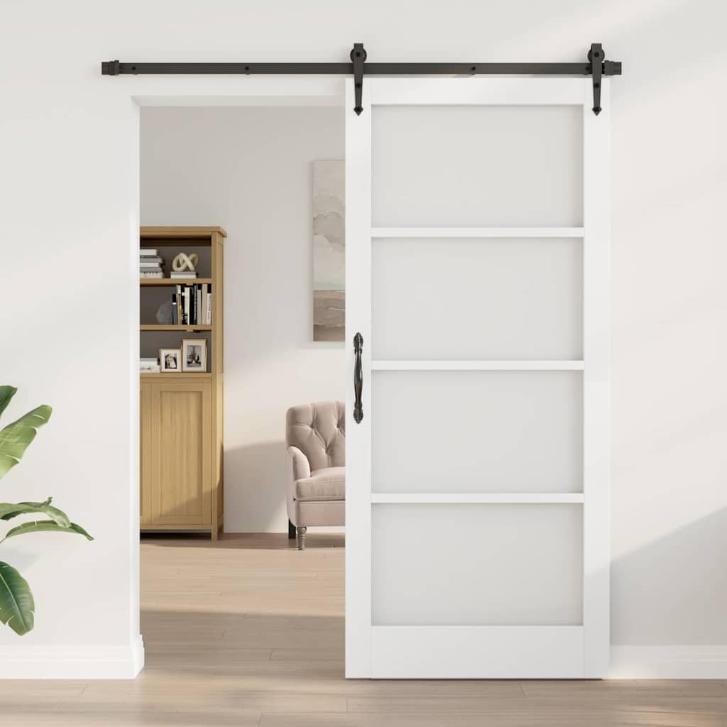 Hothingwell Puerta Interior ORKDAL Imprimado 93 x 211 cm | Madera de pino maciza, vidrio decorativo, para dormitorio sala cocina, instalación estándar o bricolaje