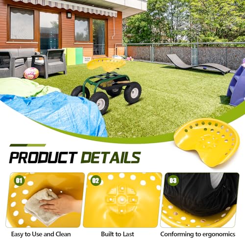 Image of MorningRo 2 Pcs Metal Tractor Seat Vintage Tractor Seat for Lawnmower, Forklift, Farm, Home or Bar Stool (Yellow)