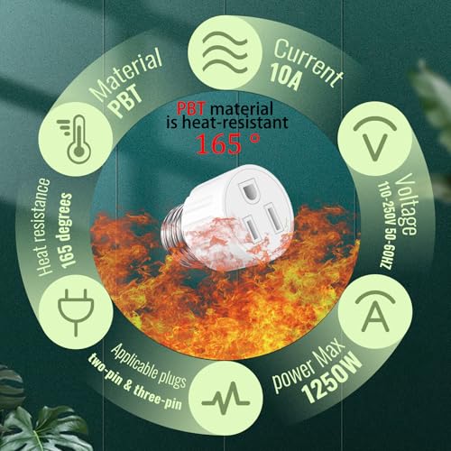 2 packs 3 prong light socket to plug adapter e26 e27 light socket outlet adapter polarized light bulb plug adapter stability performance amp professional materials light bulb adapter white