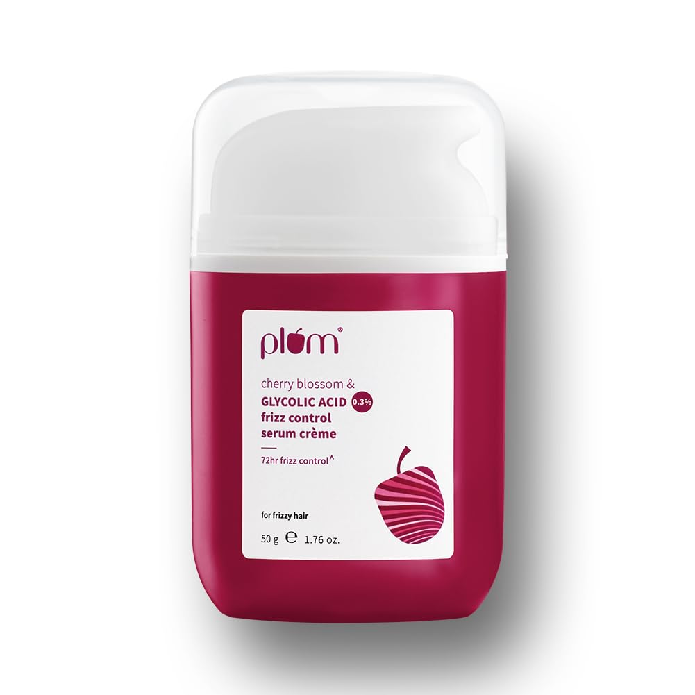 Plum Cherry Blossom & 0.3% Glycolic Acid Frizz Control Hair Serum Crème | 72-hr humidity-proof | Tames frizzy hair | Leave-in Hair Serum | Heat & UV protection | 50g-image-49