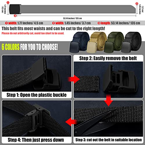 IronSeals 2 Pack Military Tactical Web Belt, Webbing Nylon Outdoor Web Belt with Plastic Buckle2