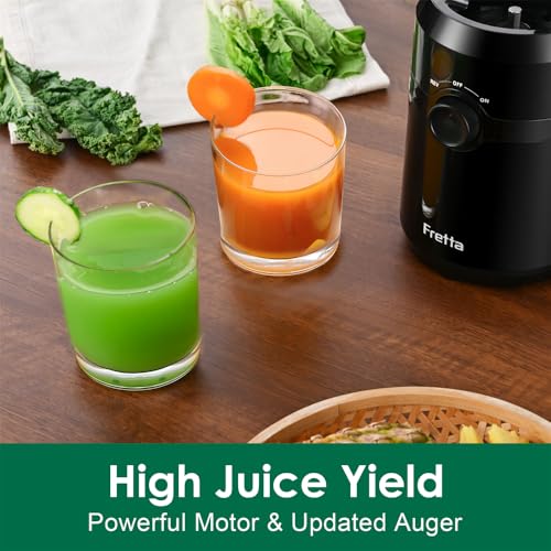 Entsafter Slow Juicer mit 108 mm XL Öffnung&1L Kapazität,Entsafter Gemüse und Obst,200W Saftpresse elektrisch mit Cold Press,Einfache Reinigung und Leiser Motor,BPA-frei(Schwarz,1L) – Bild 6