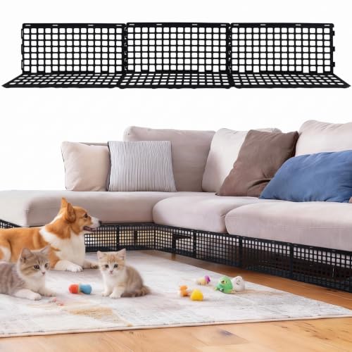Under Sofa Blocker Panels Adjustable Modular Guards to Block Pets Toys and Debris from Under Furniture 6-Pack