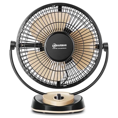 HM Bobbar Table Fan P1 300 MM Home & Office | Ultra High Speed 12 Inch 3 Blade | High Air Delivery | 3 Speed Setting | Star Rated Teble Fan | 1 Year Warranty 【Black-Beige】