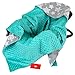 BabyLux Baby EINSCHLAGDECKE 90x90 cm Babyschale Kinderwagen Buggy Minky Decke (3. Minze + Sternbild)