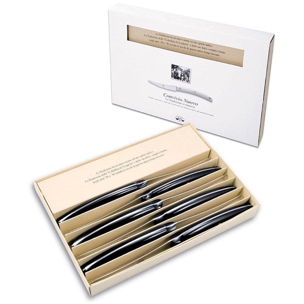 Coltellerie Berti Convivio Nuovo Set 6 Cuchillos para Carne 626 plexiglás Negro envase Papel