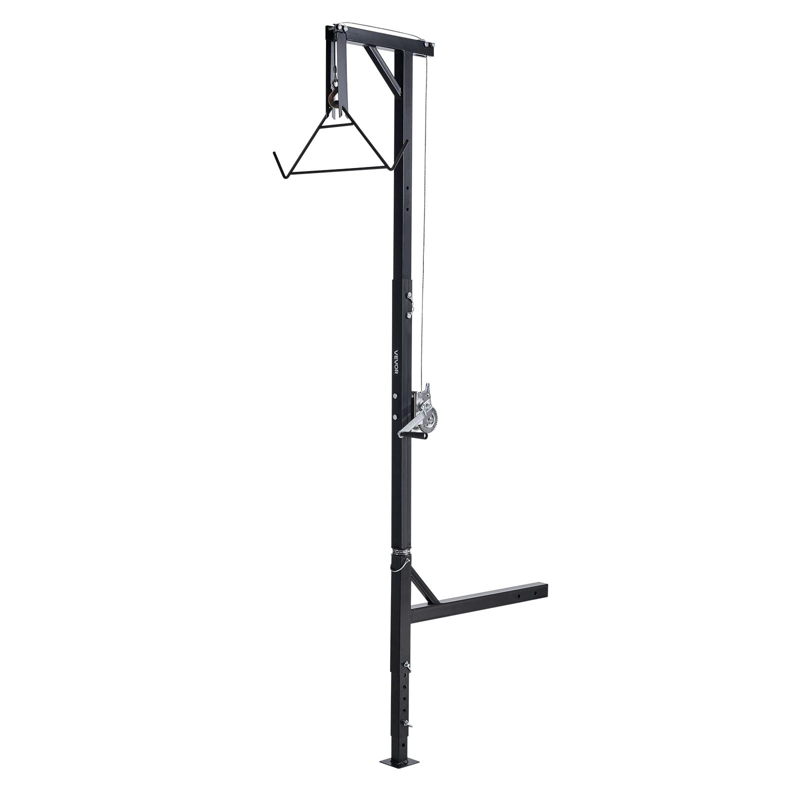 VEVOR Polipasto de Enganche para Camión, Carga 272 kg, Grúa para Caza de Ciervos con Receptor de 5 cm, Eje Giratorio de 360° y Altura Ajustable, Incluye Cabrestante para Desollar y Limpiar la Presa