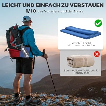 Fosdaling 3er Set Mikrofaser Handtuch: Groß 160×80cm & 2 Klein 80×40cm, Schnelltrocknend Microfaser Sporthandtuch, für Badetuch, Reisehandtuch, Fitness & Sport Handtücher und Strandtuch – Bild 7