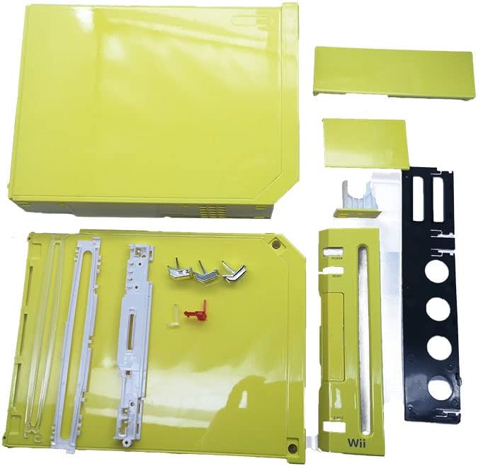 New Replacement Full Housing Shell Cover Case with Buttons Sticker Accessories for Wii Console - Yellow