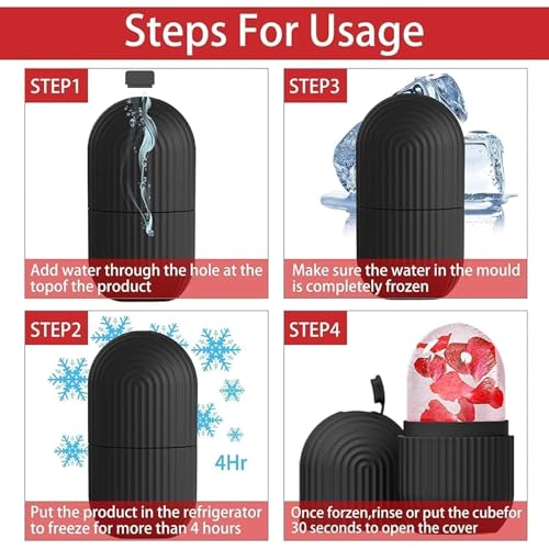 Image of Blocain Facial Ice Roller for Face & Eyes - Reusable Silicone Ice Mold for De-Puffing, Contouring & Pore Tightening - DIY Ice Therapy for Skin Radiance & Pain Relief - Black (1 Pc)