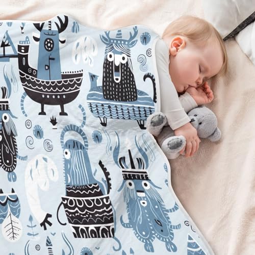 Image of Cartoon Viking Baby Blanket Cotton Cozy Throw Blanket Warm Nursery Swaddle Receiving Toddler Blankets 30 inch x 40