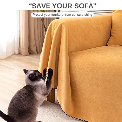 Foreate Waterproof Couch Cover Sectional Sofa Cover Couch Cover Blanket - Cat Scratch Furniture Protector Dog Couch Cover Protector Machine Washable, 71'' X 102'', Yellow Orange #TOP4