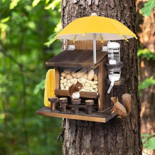 2 Stück Ersatz Mini Regenschirm für Eichhörnchen Picknicktisch Futterspender Replacement Mini Umbrellas für Eichhörnchen Feeder 27x18,5 cm (Blau und Gelb)