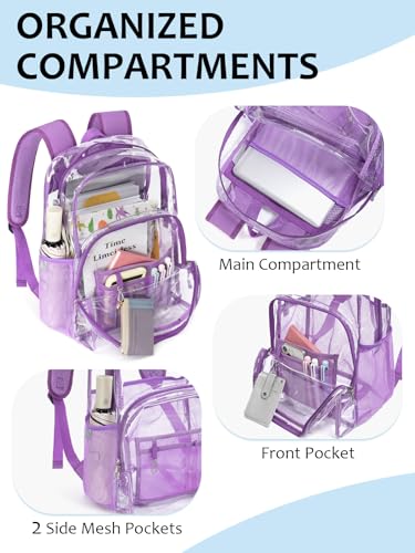 Image of Clear Backpack for School, Heavy Duty Transparent Bookbag